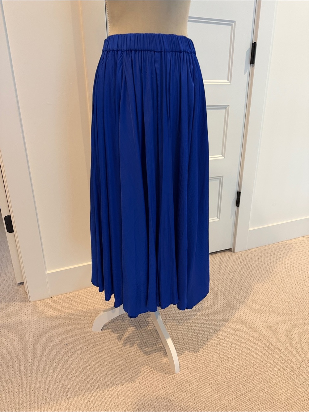 Anthropologie Cobalt Pleated Midi Skirt